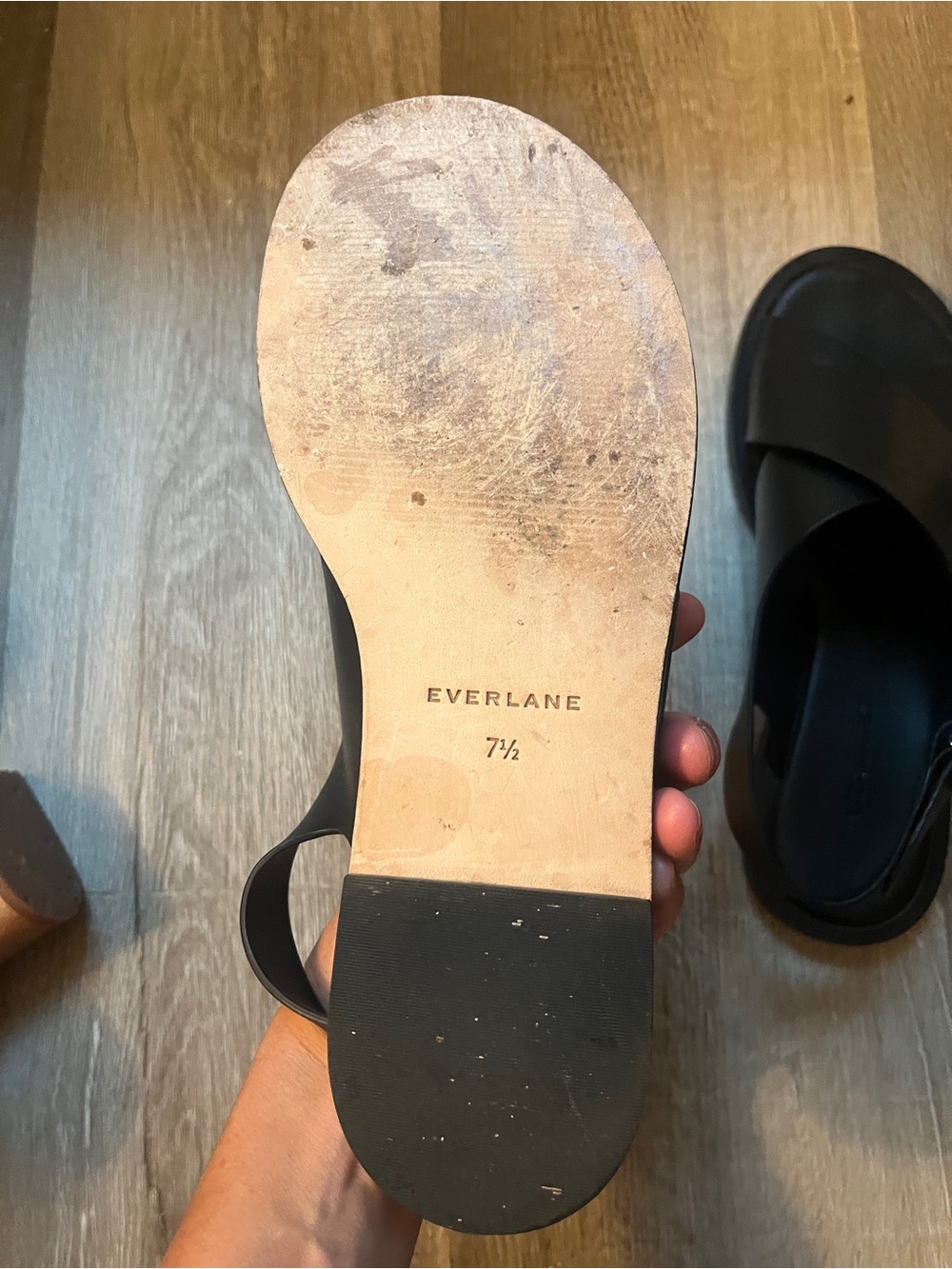 Everlane Black Crossover Leather Sandal - Picture 3 of 5